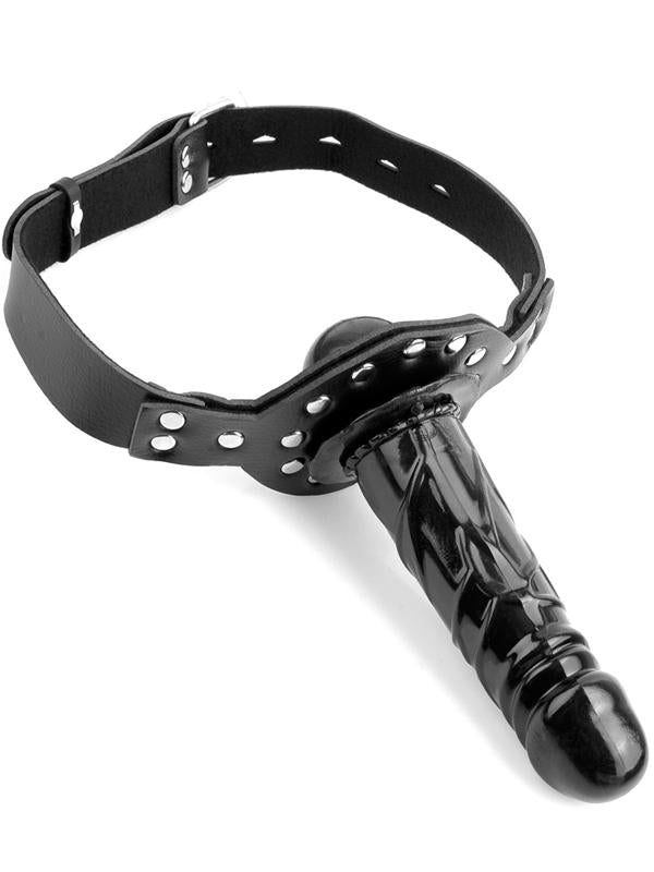 Ball Gag con Dildo Nero Vinile