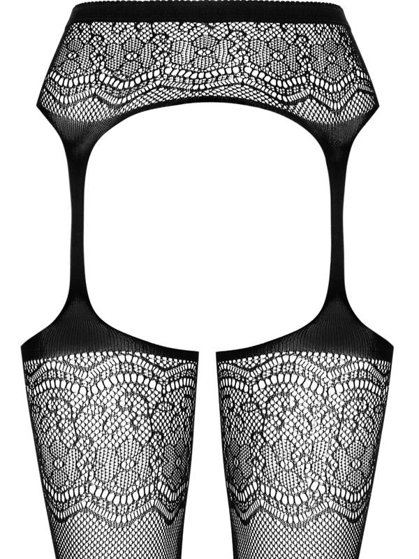 Obsessive - S207 calze con giarrettiera Nylon Nero